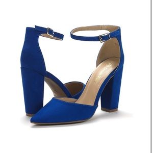 DREAM PAIRS Women's Coco Pointed Toe High Heels‎ Pump Shoes-Size:8.5 Blue Suede